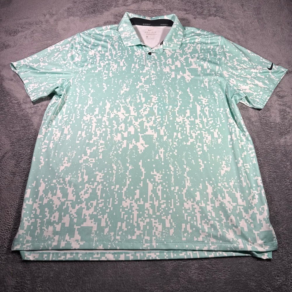 Nike Golf Dri-FIT Mens XL Mint Green Digital Camo Pixel Polo Shirt DH0945-379